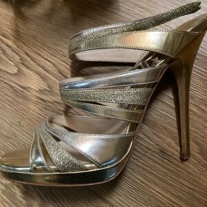 Jimmy Choo Gold Glitter stiletto heels